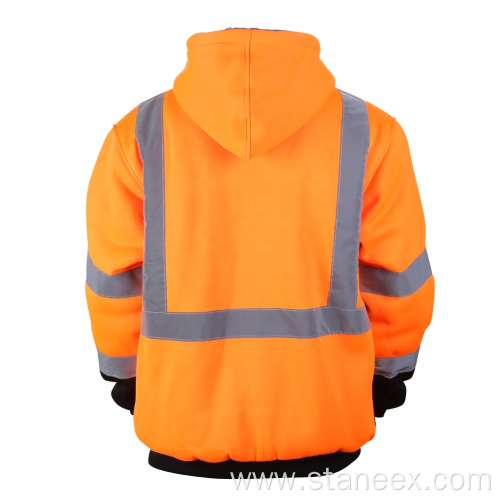 Customized Logo Puffer Workwear Fleece Sweater Safety Hoodie